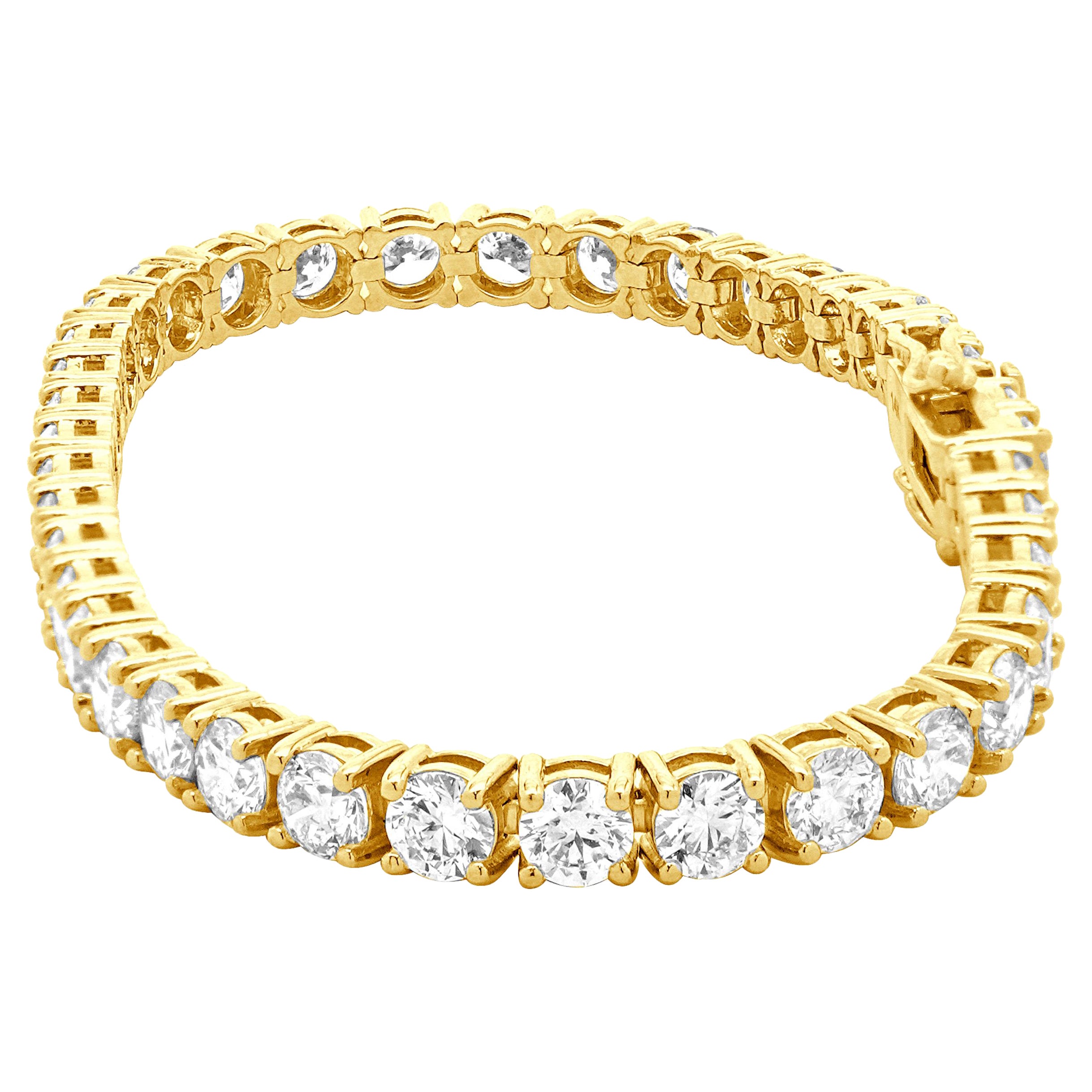 Pulsera de tenis de diamantes en oro amarillo de 14 quilates