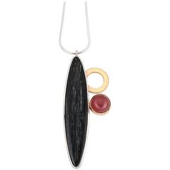Janis Kerman Zebrastone Agate Rhodochrosite Sterling Silver Gold Necklace 11