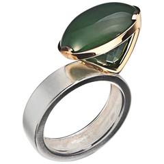 Janis Polar Jade Sterling Silver Gold Ring 6