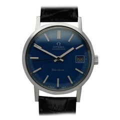 1973 Omega Geneve Vintage Mens Byzantine Blue Automatic Watch - Stainless Steel