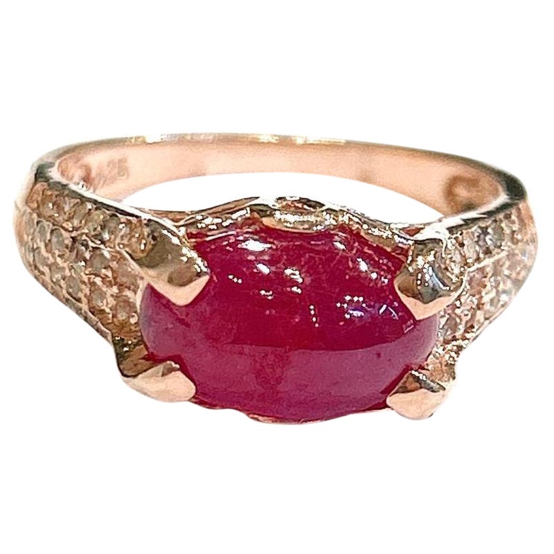 Bochic Orient Natürliche Rubin & Topas Solitär Ring Set in 18K Gold & Silber