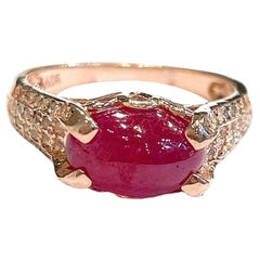 Bochic Orient Natürliche Rubin & Topas Solitär Ring Set in 18K Gold & Silber