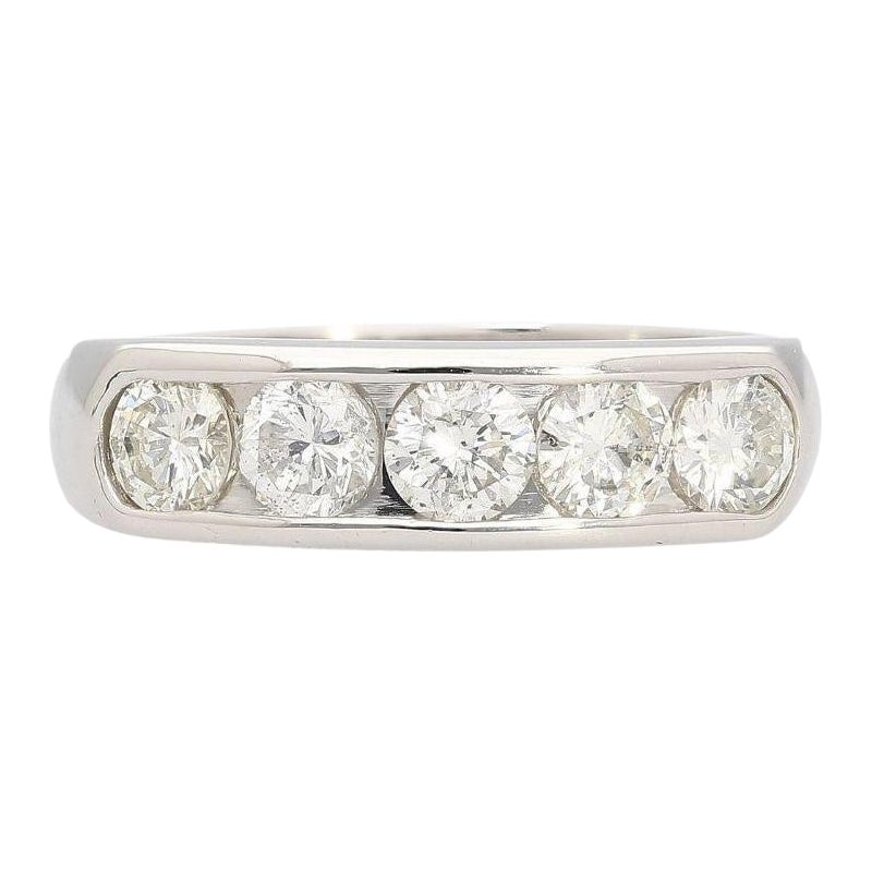 1.03 Carat Round-Cut Diamond in Platinum 900 Channel Setting Half-Eternity Ring For Sale