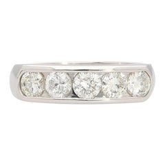 1.03 Carat Round-Cut Diamond in Platinum 900 Channel Setting Half-Eternity Ring