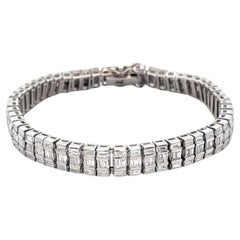 16 Carat Baguette Cut Diamond 18K White Gold Multi-Link Bracelet
