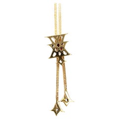 34.7 Grams Intricate Mignot Faget Solid Gold Bolo Tie Franco Chain Necklace