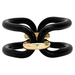 Bracciale MICHELETTO in Ebano Lucido con Cavallotti in Argento Placcato Oro 18kt