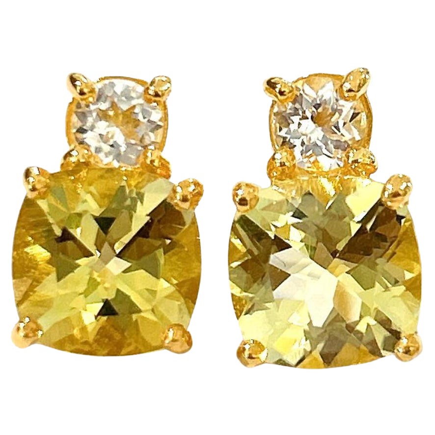Orecchini Bochic "Orient" con topazio limone e topazio bianco in oro e argento 18 carati