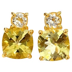 Orecchini Bochic "Orient" con topazio limone e topazio bianco in oro e argento 18 carati