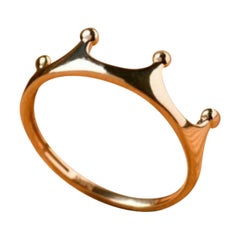 14k Solid Gold Dainty Skinny Crown Band Ring Minimalist Delicate Tiara Ring