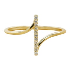 Vertical Bar Design Diamond Ring 14k Solid Gold Birthday Promise Diamond Ring.