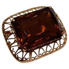 Spilla con ciondolo in oro 18ct con Citrino color Cognac
