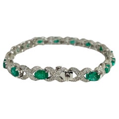 Bochic Vintage Oval Natural Emeralds & Diamonds Set In 18K Gold