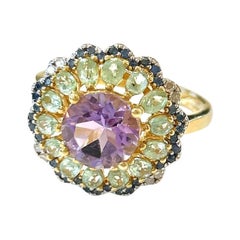 Bochic “Orient” Multi Gem Cocktail Ring Set In 18 K Gold & Silver
