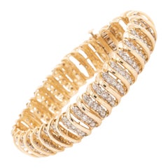 Pulsera Serpiente Vintage Oro Amarillo 10k 5ctw Diamante Natural