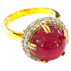Bochic "Capri" Roter Rubin & Diamant-Cocktail-Ring in 18K Gold & Silber gesetzt