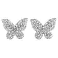 14K White Gold 0.16ct Diamond Butterfly Earrings