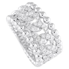18K White Gold 0.80ct Diamond Beaded Openwork Ring