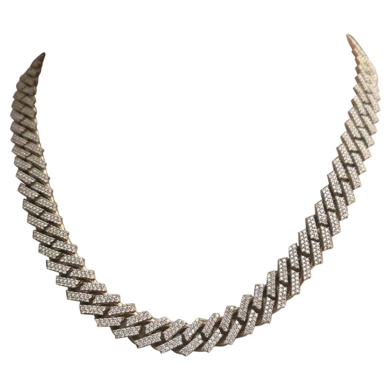 Solide 14k Y Gold natürlichen 22 Karat Diamant Cuban Link Kette 22 Zoll, 220 Gramm im Angebot