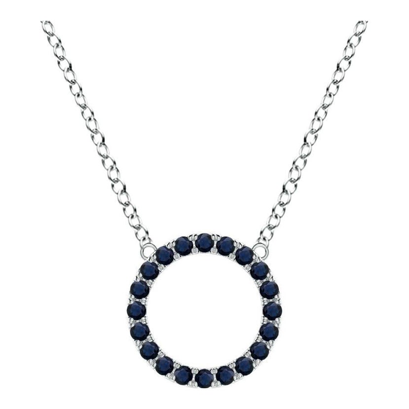 Ciondolo a forma di cerchio aperto con zaffiro blu naturale di Angara in platino per donna