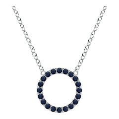 Angara Natural Blue Sapphire Open Circle Eternity Pendant in Platinum for Women