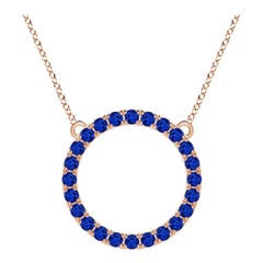 Angara Natural 2.16 ct Blue Sapphire Circle Eternity Pendant in 14K Rose Gold