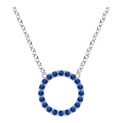 Angara Natural Blue Sapphire Open Circle Eternity Pendant in 14K White Gold
