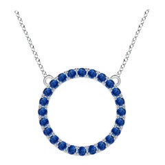 Angara Natural 2.16 ct Blue Sapphire Open Circle Eternity Pendant in Platinum