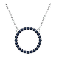 Angara Natural 1.2 ct Blue Sapphire Open Circle Eternity Pendant in Platinum