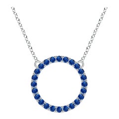 Angara Natural 1.2 ct Blue Sapphire Circle Eternity Pendant in 14K White Gold