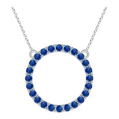 Angara Natural 3.36 ct Blue Sapphire Open Circle Eternity Pendant in Platinum
