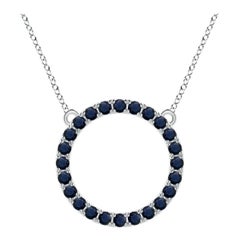Angara Natural 2.16 ct Blue Sapphire Open Circle Eternity Pendant in Platinum