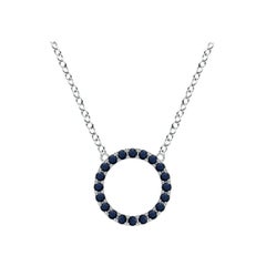 Angara Natural Blue Sapphire Open Circle Eternity Pendant in 14K White Gold