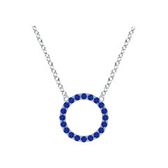 Ciondolo a forma di cerchio aperto con zaffiro blu naturale di Angara in platino per donna
