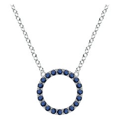 Angara Natural Blue Sapphire Open Circle Eternity Pendant in Platinum for Women