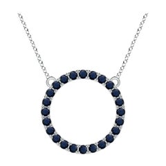 Angara Natural 2.16 ct Blue Sapphire Circle Eternity Pendant in 14K White Gold
