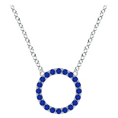 Angara Natural Blue Sapphire Open Circle Eternity Pendant in 14K White Gold