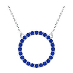 Angara Natural 2.16 ct Blue Sapphire Open Circle Eternity Pendant in Platinum