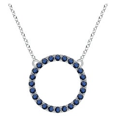 Angara Natural 1.2 ct Blue Sapphire Open Circle Eternity Pendant in Platinum