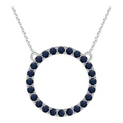 Angara Natural 3.36 ct Blue Sapphire Circle Eternity Pendant in 14K White Gold