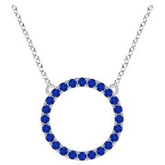 Angara Natural 1.2 ct Blue Sapphire Circle Eternity Pendant in 14K White Gold