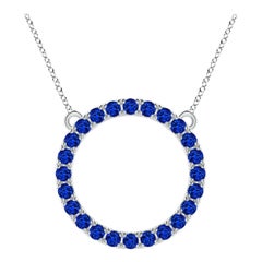 Angara Natural 3.36 ct Blue Sapphire Open Circle Eternity Pendant in Platinum