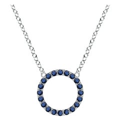 Angara Natural Blue Sapphire Open Circle Eternity Pendant in 14K White Gold