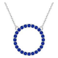 Angara Natural 2.16 ct Blue Sapphire Circle Eternity Pendant in 14K White Gold