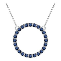 Angara Natural 3.36 ct Blue Sapphire Open Circle Eternity Pendant in Platinum