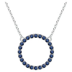 Angara Natural 1.2 ct Blue Sapphire Circle Eternity Pendant in 14K White Gold