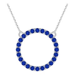 Angara Natural 3.36 ct Blue Sapphire Circle Eternity Pendant in 14K White Gold