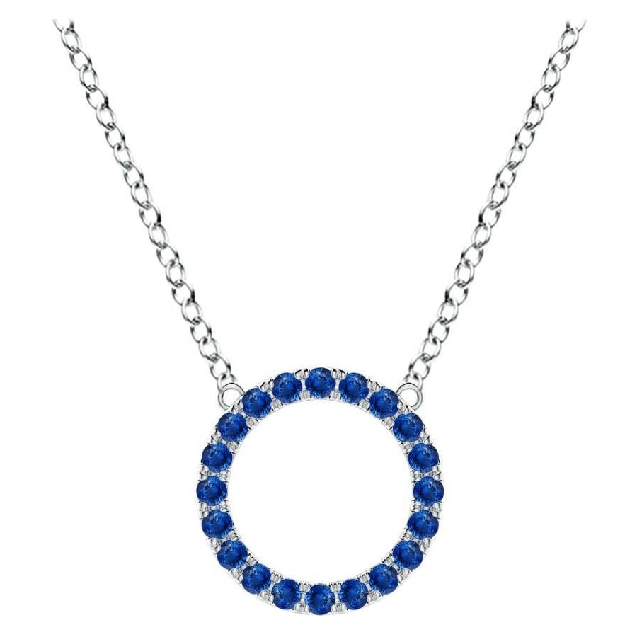 Ciondolo a forma di cerchio aperto con zaffiro blu naturale di Angara in platino per donna