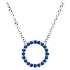 Angara Natural Blue Sapphire Open Circle Eternity Pendant in Platinum for Women