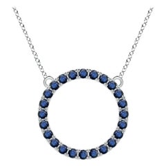 Angara Natural 2.16 ct Blue Sapphire Circle Eternity Pendant in 14K White Gold